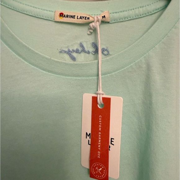 Marine Layer NWT Butter Soft Signature Crew Tee in Indigo/Mint Green Ombre - Picture 2 of 7